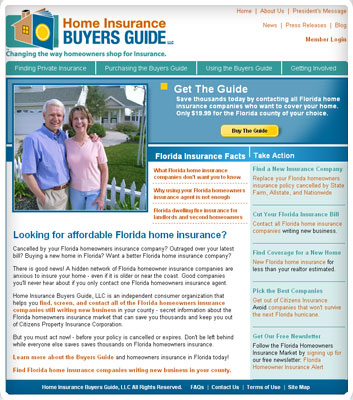 screenshot of the Home Insurance Buyers Guide, LLC website